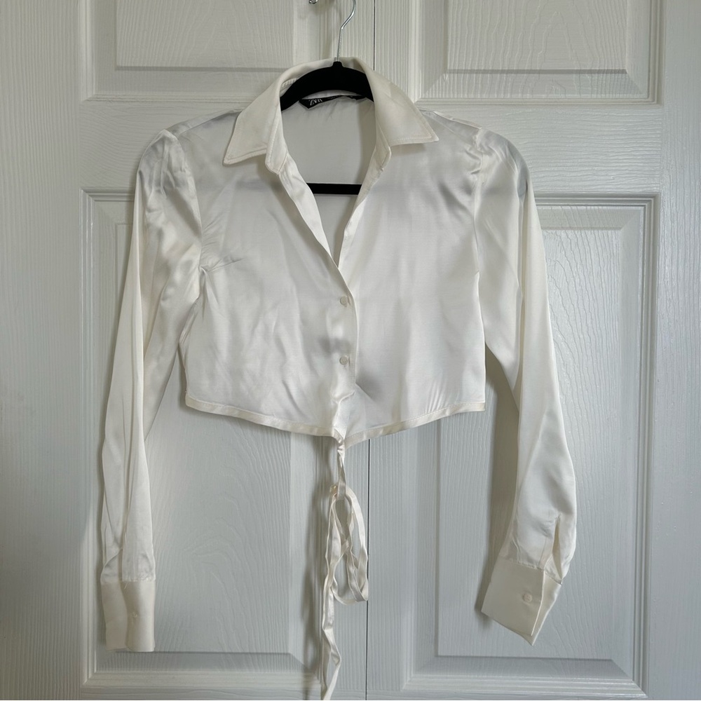 Zara Sz S Satin Wrap Crop Top NWOT